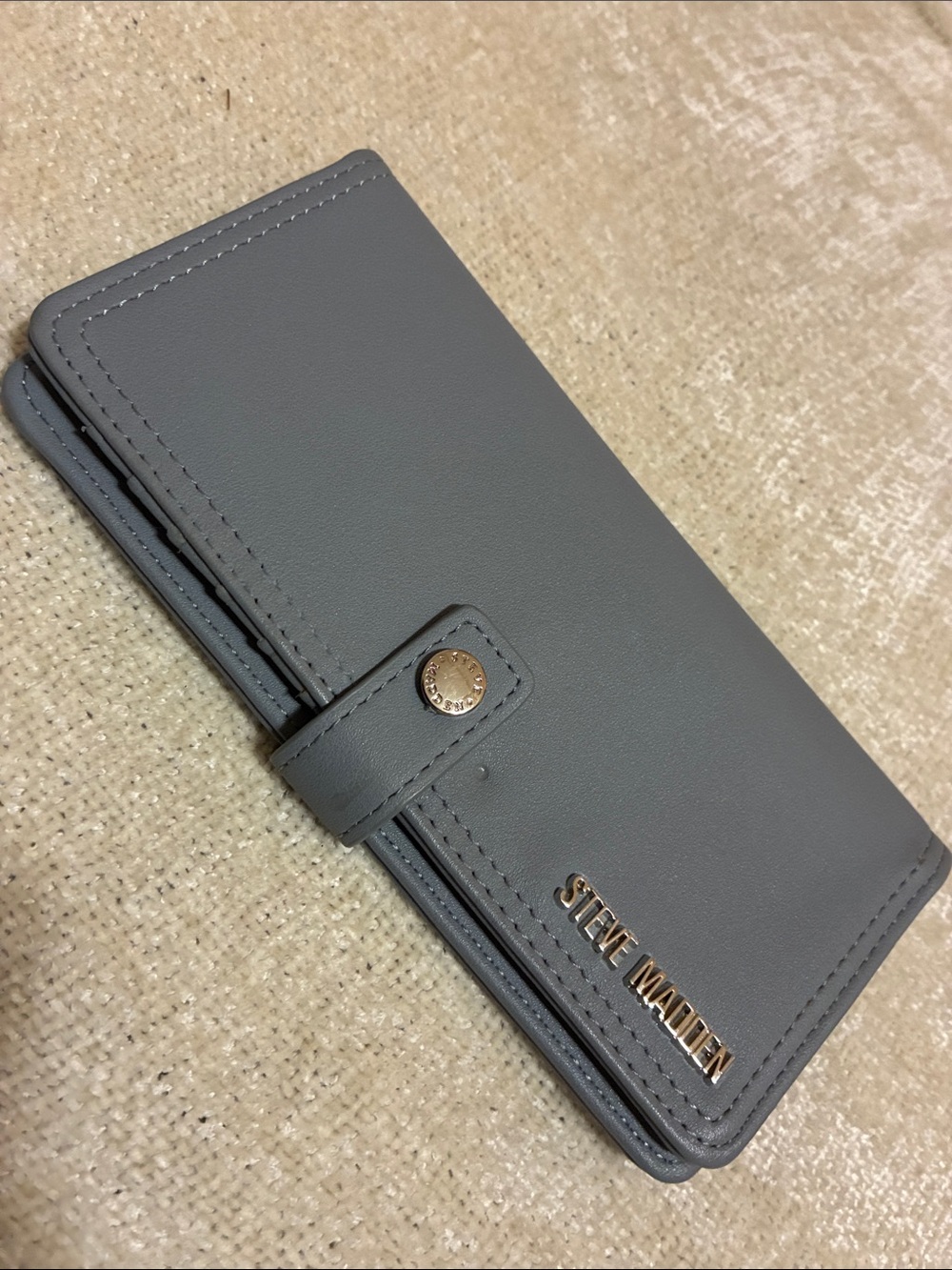 Steve Madden Gray Wallet with Gold Hardware
